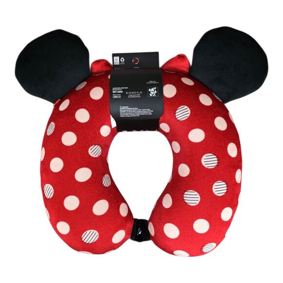 Disney Minnie Mouse Memory Foam Travel 3D Neck Pillow Red Polka Dot Airplane Car - Picture 6 of 7